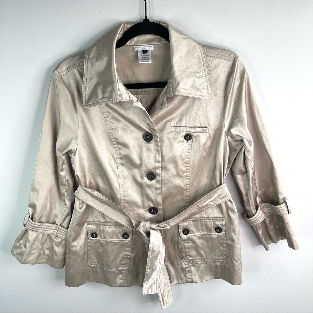 Design Exchange Trench Style Jacket In Metallic Champagne Color Size 6